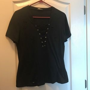 Lace up - distressed top